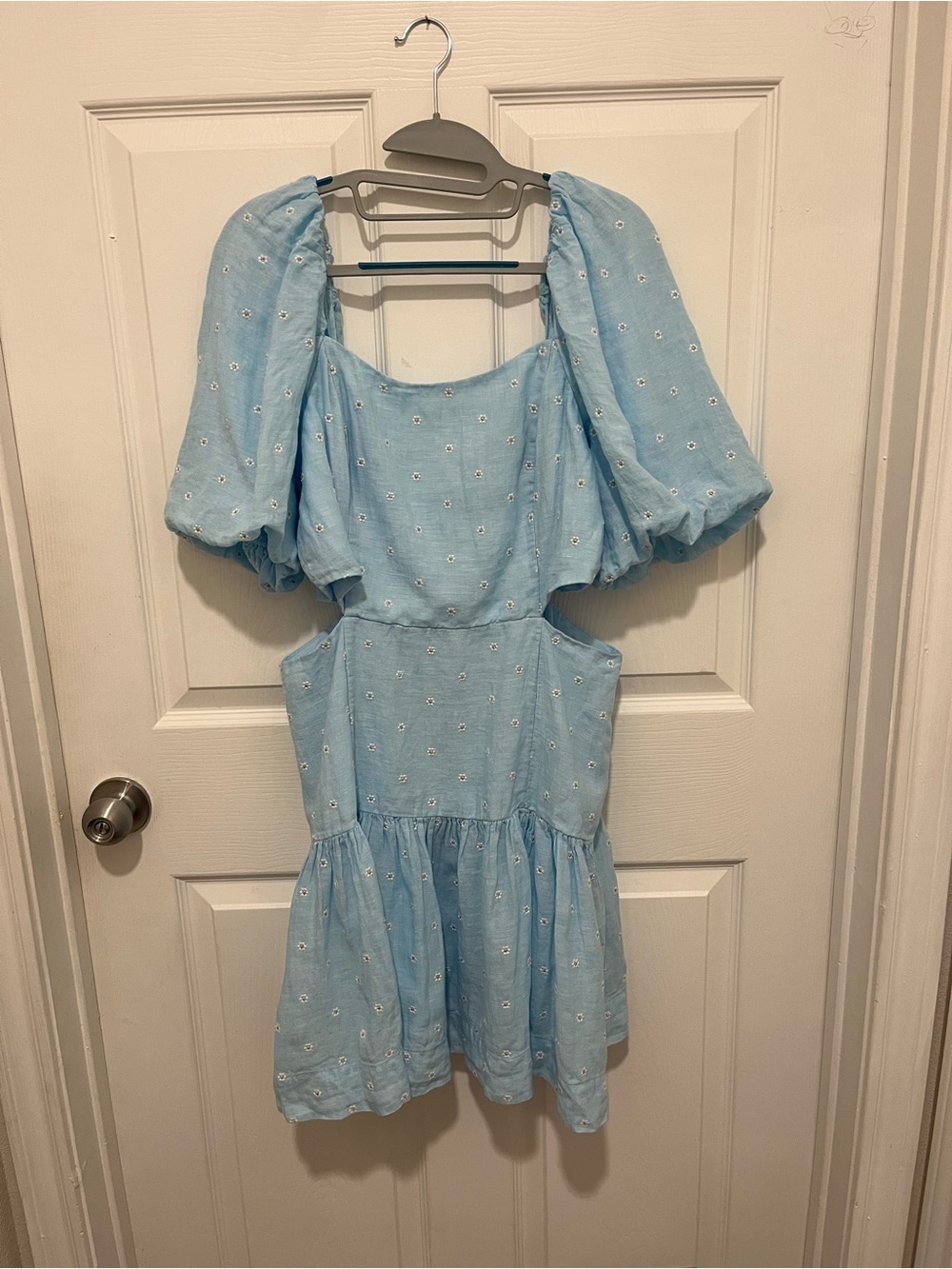 NWT Lilly Pulitzer Kylanne Elbow Sleeve Embr Linen Dress Hydra Blue Size 10 - Picture 4 of 16